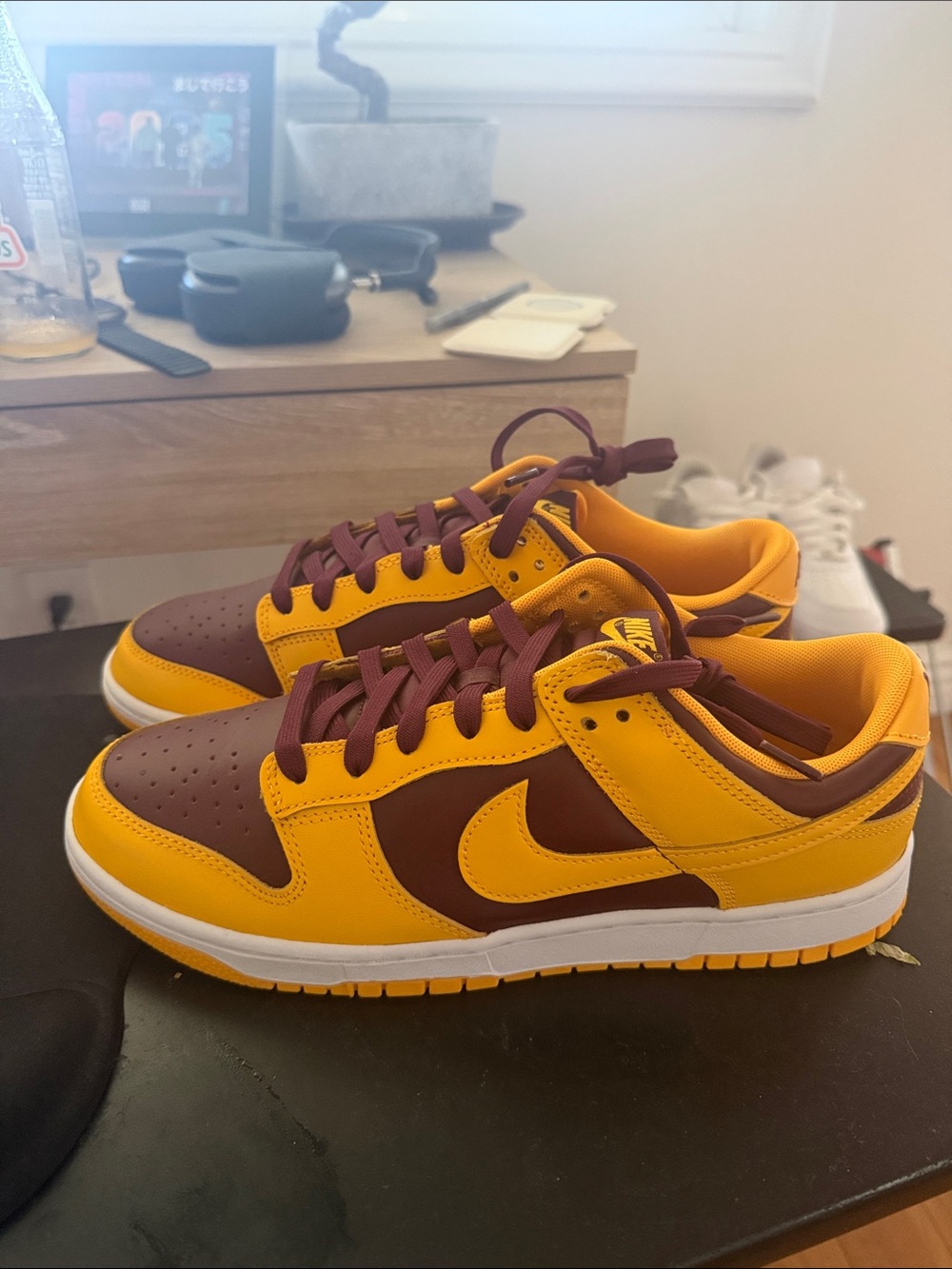 Nike Dunk Low in Maroon and Yellow Gold